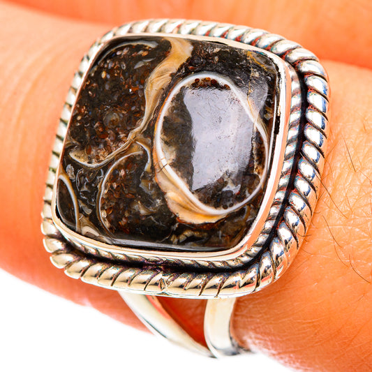 Turritella Agate Rings handcrafted by Ana Silver Co - RING108426