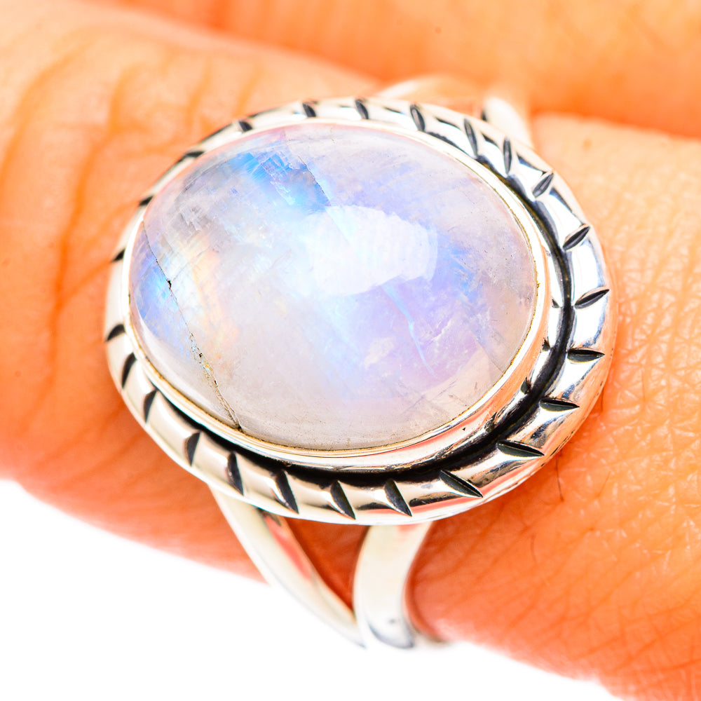 Rainbow Moonstone Rings handcrafted by Ana Silver Co - RING108438