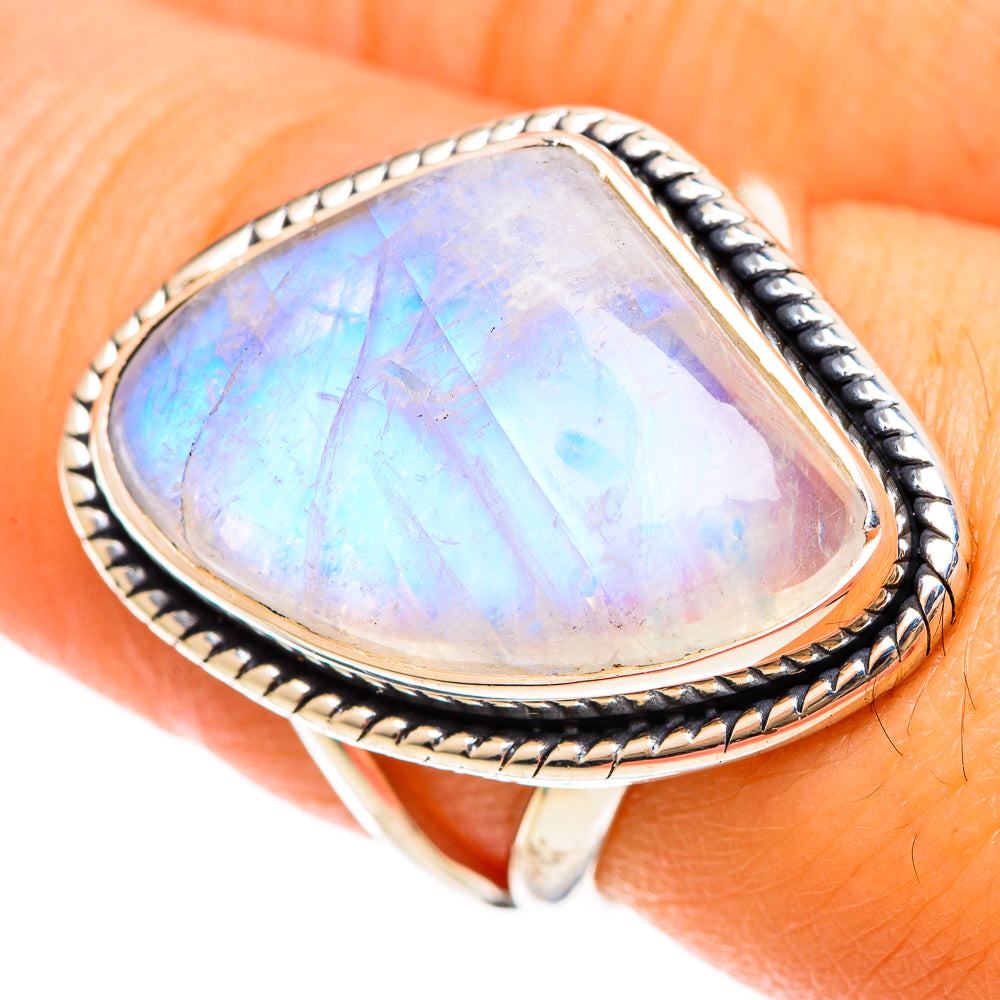 Rainbow Moonstone Rings handcrafted by Ana Silver Co - RING108439