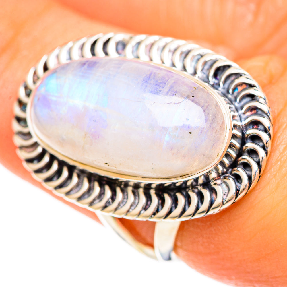 Rainbow Moonstone Rings handcrafted by Ana Silver Co - RING108441