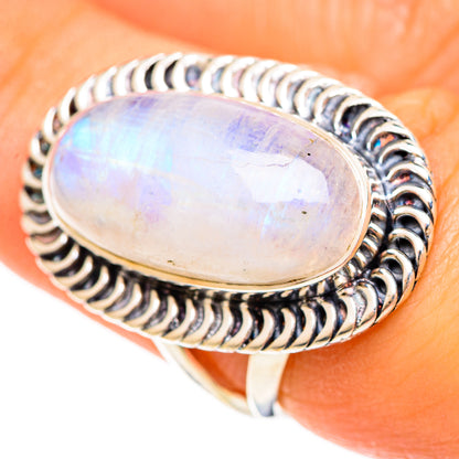 Rainbow Moonstone Rings handcrafted by Ana Silver Co - RING108441