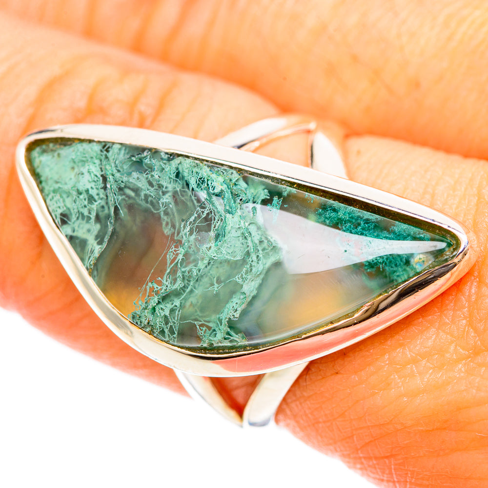 Green Moss Agate Rings handcrafted by Ana Silver Co - RING108458