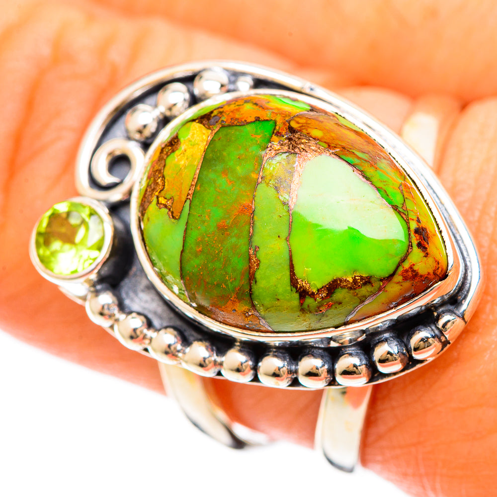 Green Copper Composite Turquoise Rings handcrafted by Ana Silver Co - RING108460
