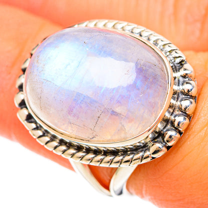 Rainbow Moonstone Rings handcrafted by Ana Silver Co - RING108473