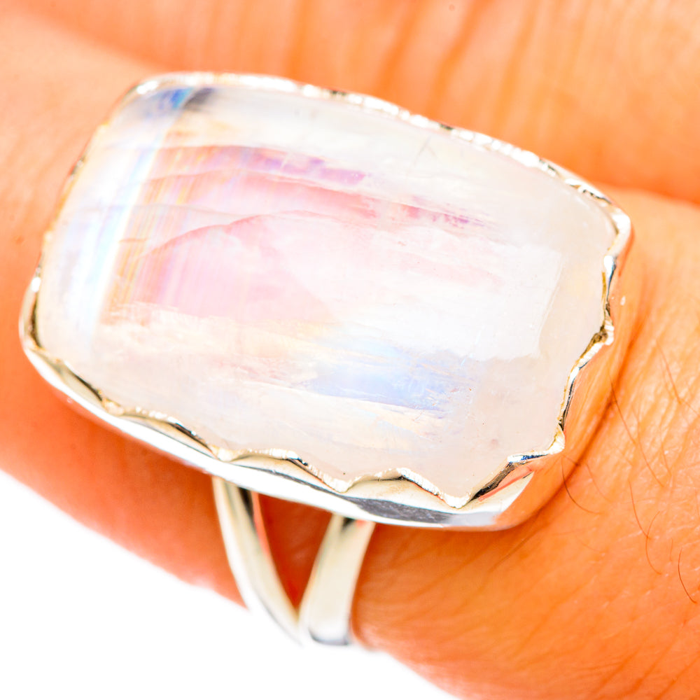 Rainbow Moonstone Rings handcrafted by Ana Silver Co - RING108475