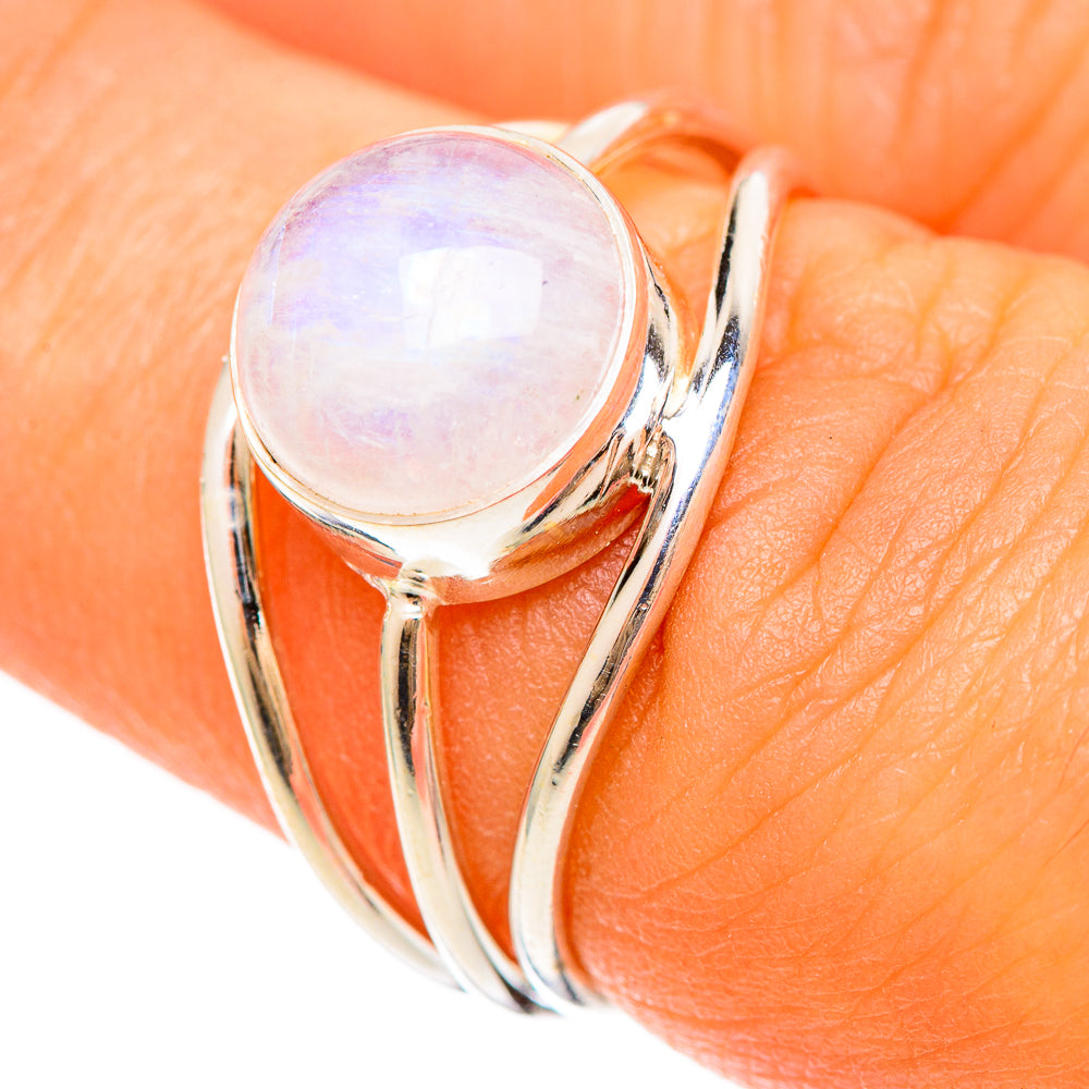 Rainbow Moonstone Rings handcrafted by Ana Silver Co - RING108478