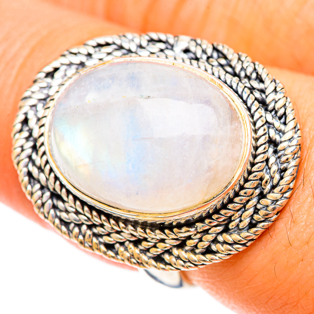 Rainbow Moonstone Rings handcrafted by Ana Silver Co - RING108480