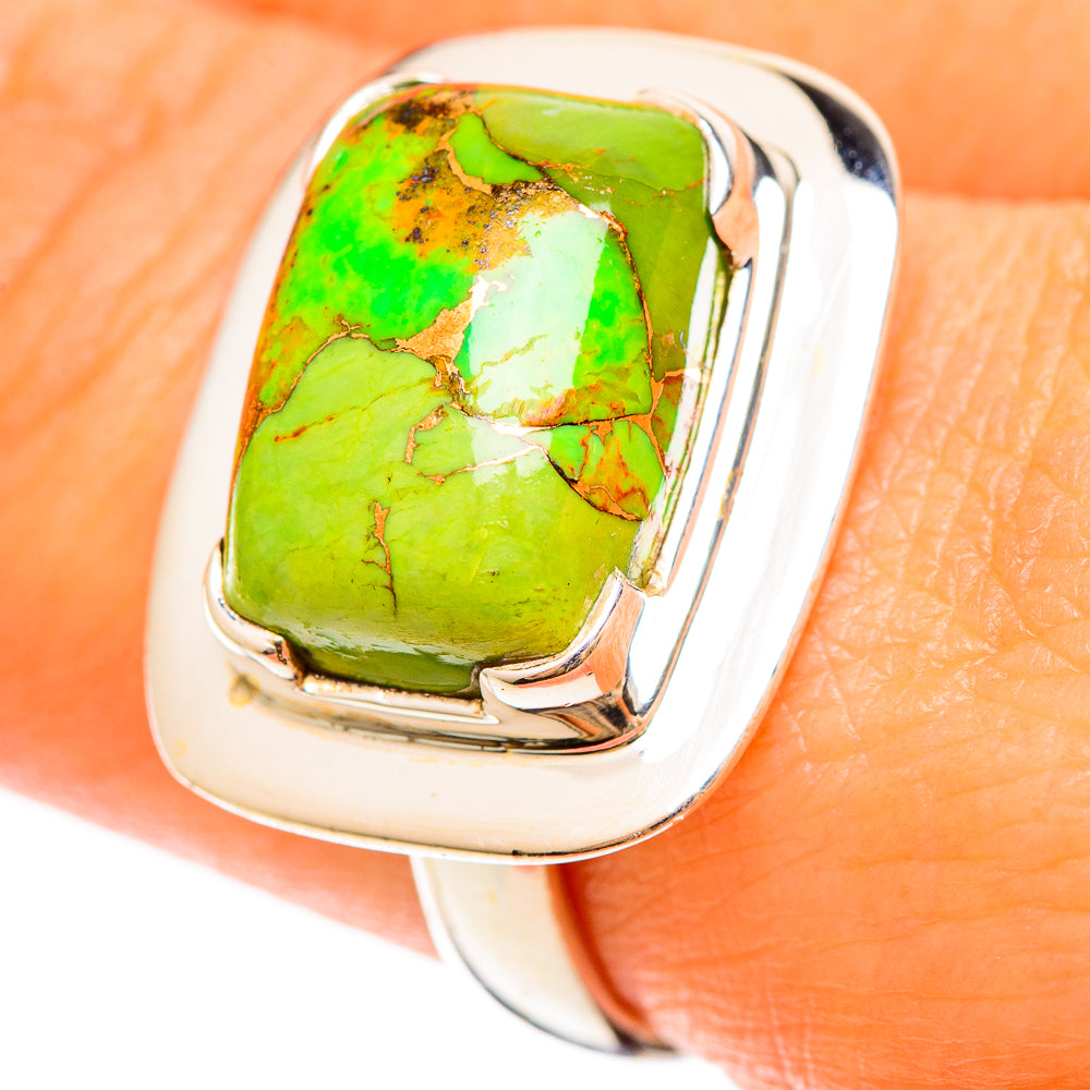 Green Copper Composite Turquoise Rings handcrafted by Ana Silver Co - RING108491