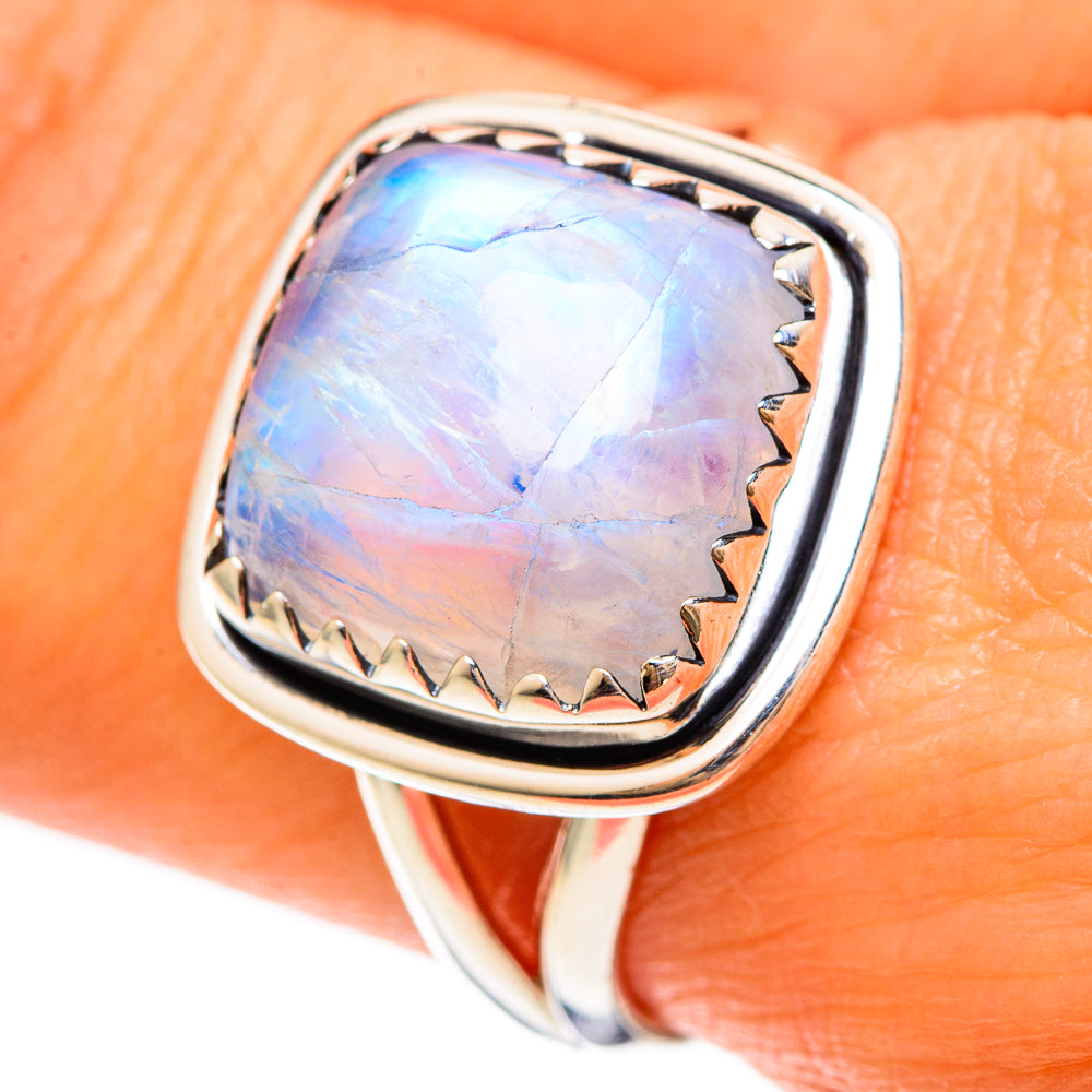 Rainbow Moonstone Rings handcrafted by Ana Silver Co - RING108510