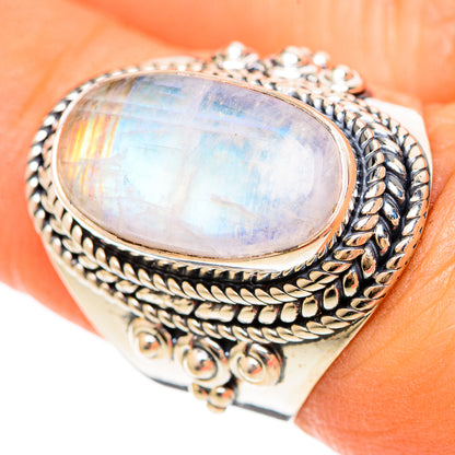 Rainbow Moonstone Rings handcrafted by Ana Silver Co - RING108513
