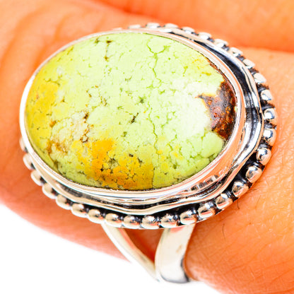 Lemon Chrysoprase Rings handcrafted by Ana Silver Co - RING108526