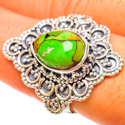 Green Copper Composite Turquoise Rings handcrafted by Ana Silver Co - RING108528