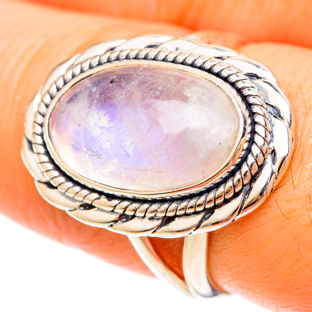Rainbow Moonstone Rings handcrafted by Ana Silver Co - RING108540