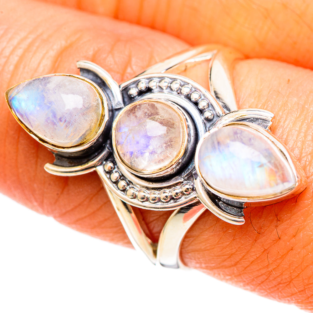 Rainbow Moonstone Rings handcrafted by Ana Silver Co - RING108541