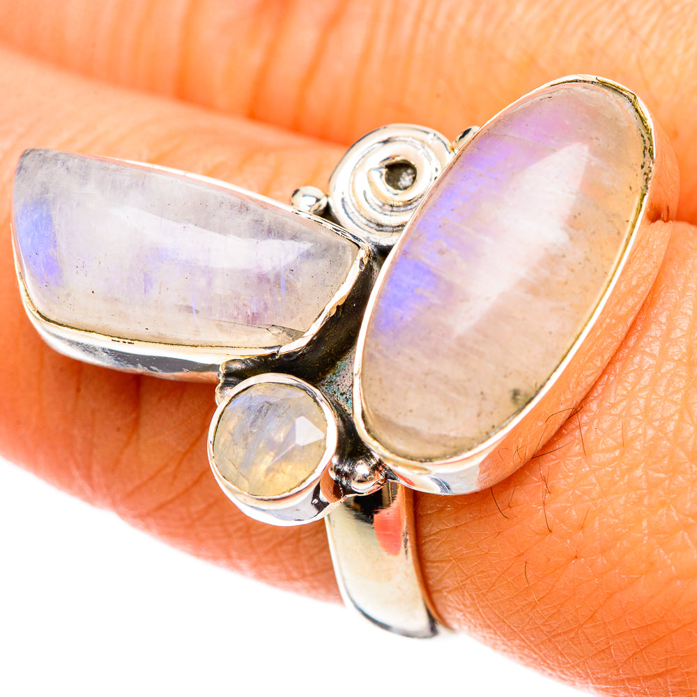 Rainbow Moonstone Rings handcrafted by Ana Silver Co - RING108577