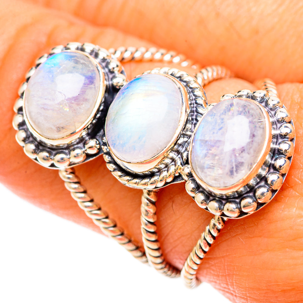Rainbow Moonstone Rings handcrafted by Ana Silver Co - RING108580