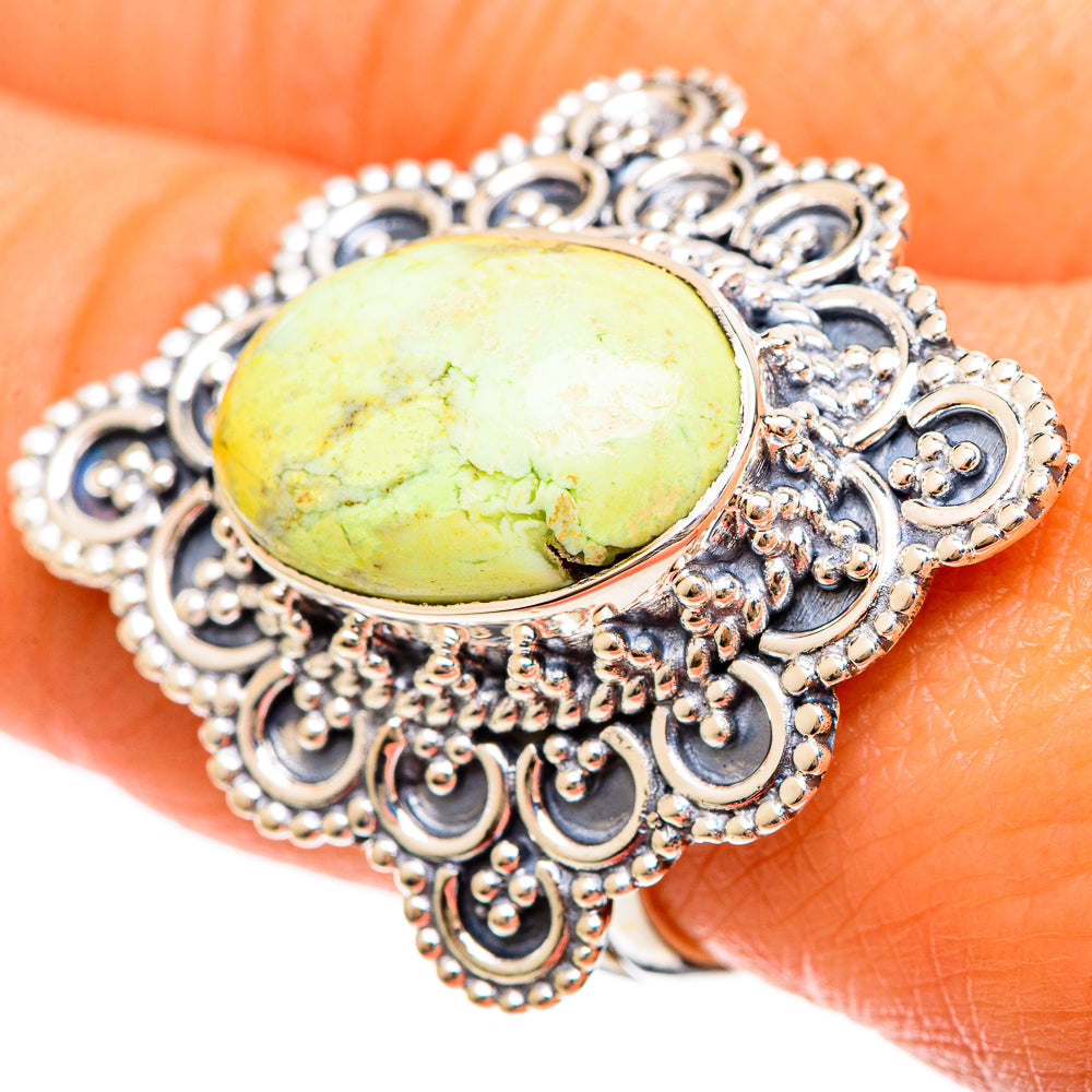 Lemon Chrysoprase Rings handcrafted by Ana Silver Co - RING108589