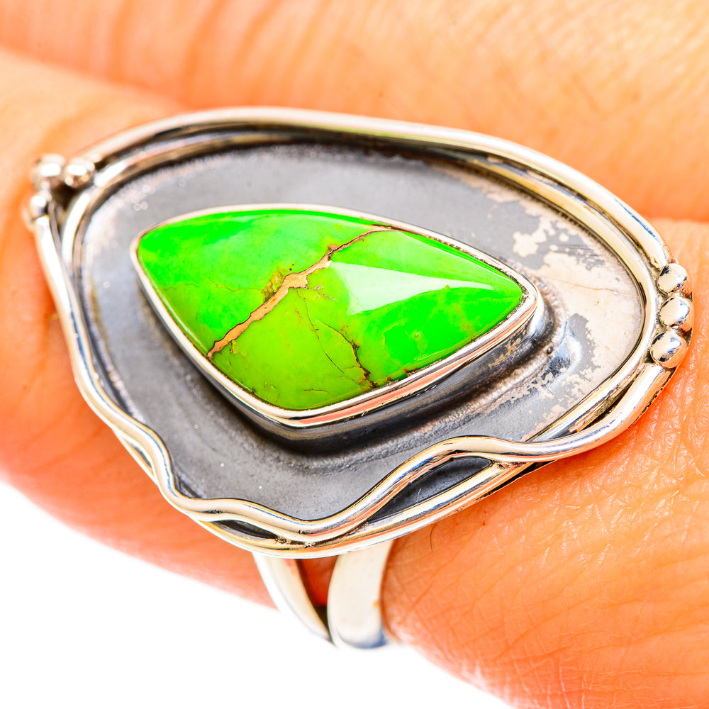 Green Copper Composite Turquoise Rings handcrafted by Ana Silver Co - RING108591
