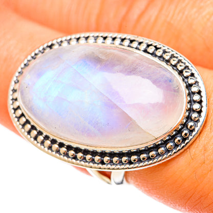 Rainbow Moonstone Rings handcrafted by Ana Silver Co - RING108613