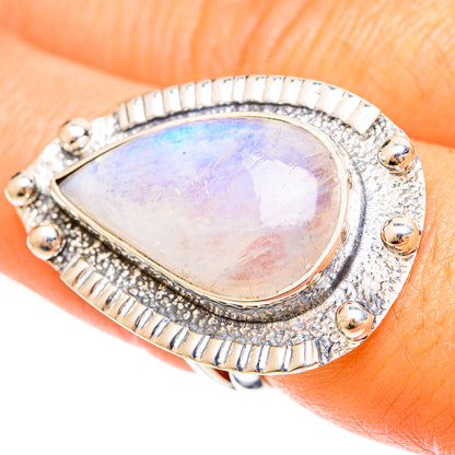 Rainbow Moonstone Rings handcrafted by Ana Silver Co - RING108614