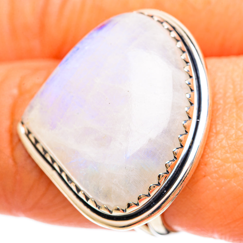Rainbow Moonstone Rings handcrafted by Ana Silver Co - RING108615