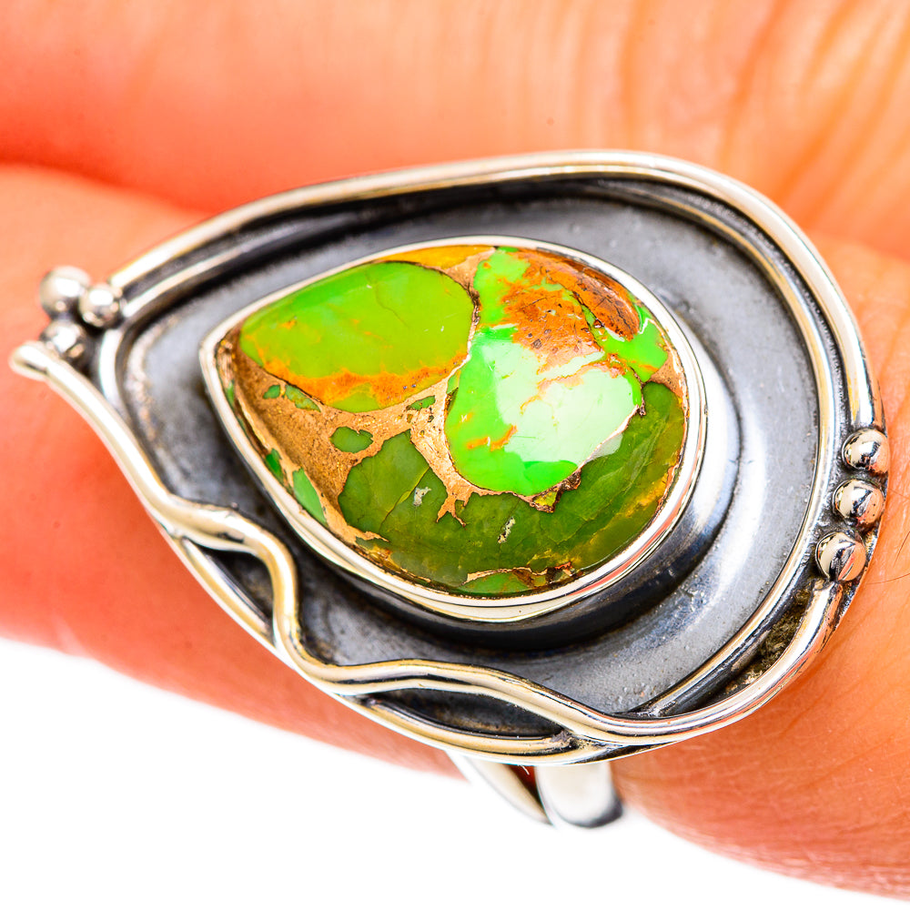 Green Copper Composite Turquoise Rings handcrafted by Ana Silver Co - RING108634