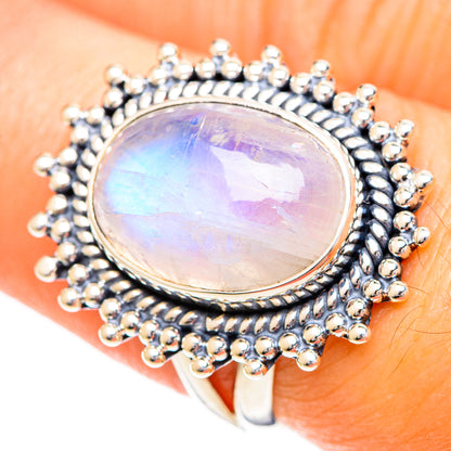Rainbow Moonstone Rings handcrafted by Ana Silver Co - RING108652