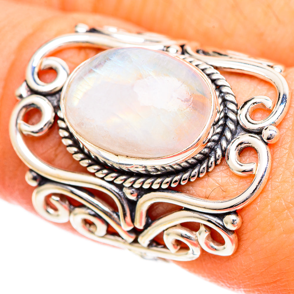 Rainbow Moonstone Rings handcrafted by Ana Silver Co - RING108653