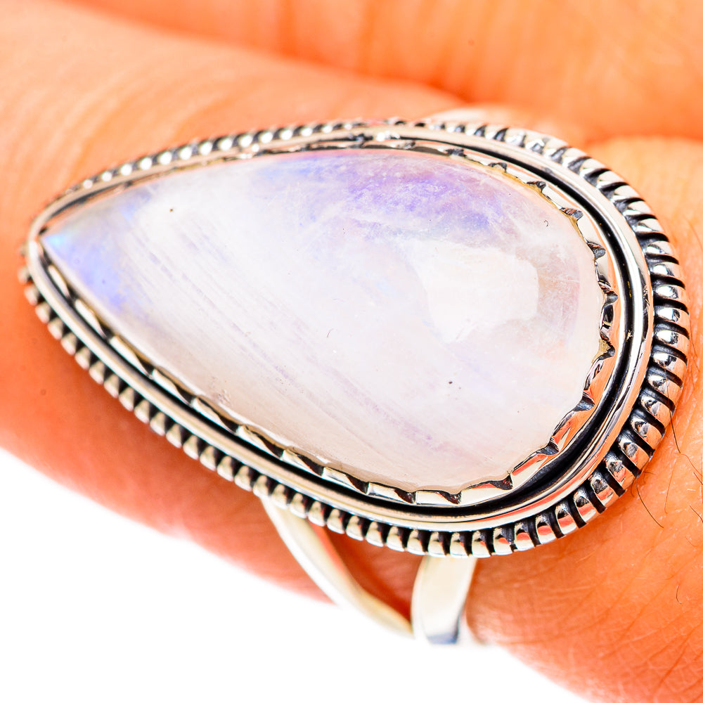 Rainbow Moonstone Rings handcrafted by Ana Silver Co - RING108654