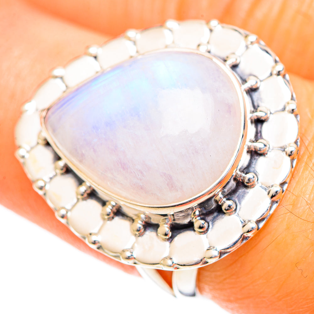 Rainbow Moonstone Rings handcrafted by Ana Silver Co - RING108688