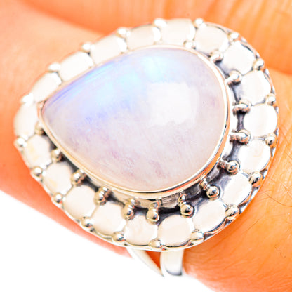 Rainbow Moonstone Rings handcrafted by Ana Silver Co - RING108688