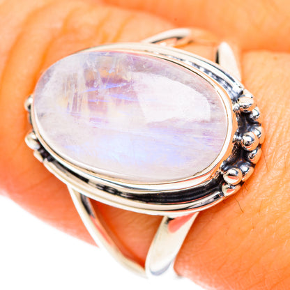 Rainbow Moonstone Rings handcrafted by Ana Silver Co - RING108689