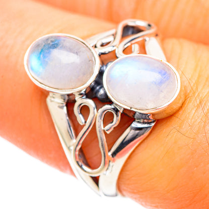 Rainbow Moonstone Rings handcrafted by Ana Silver Co - RING108690
