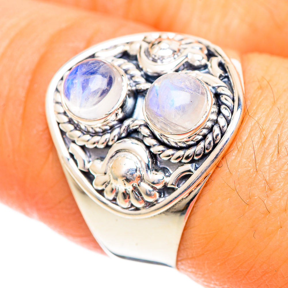 Rainbow Moonstone Rings handcrafted by Ana Silver Co - RING108691