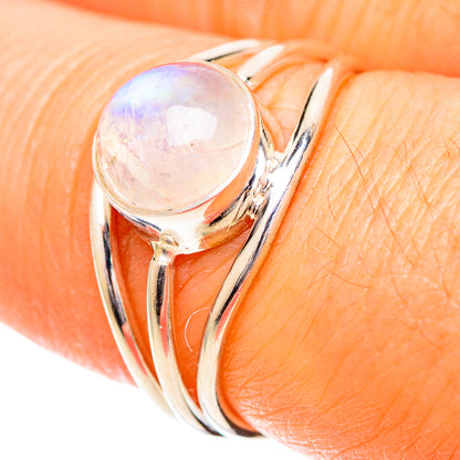 Rainbow Moonstone Rings handcrafted by Ana Silver Co - RING108692