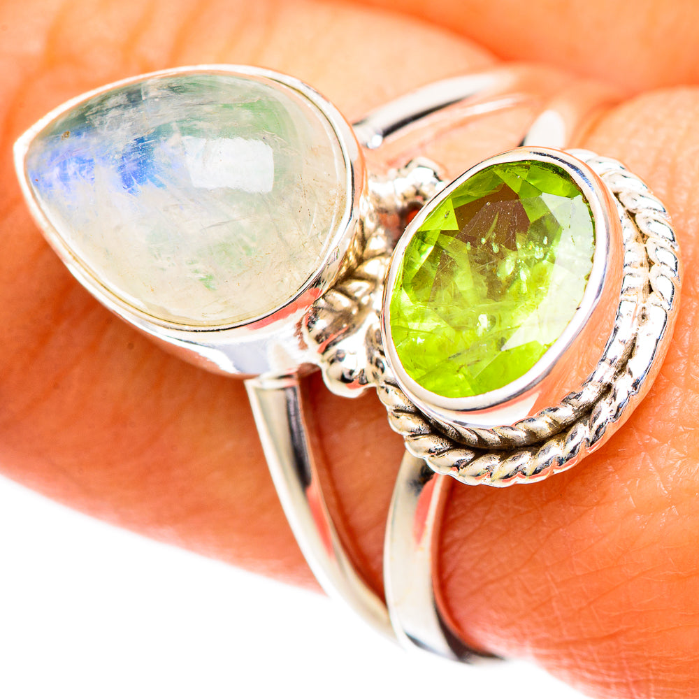 Rainbow Moonstone Rings handcrafted by Ana Silver Co - RING108708