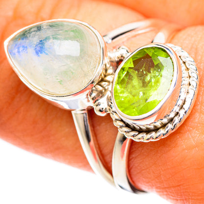 Rainbow Moonstone Rings handcrafted by Ana Silver Co - RING108708