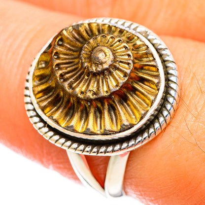 Pyrite Fossil Rings handcrafted by Ana Silver Co - RING108719