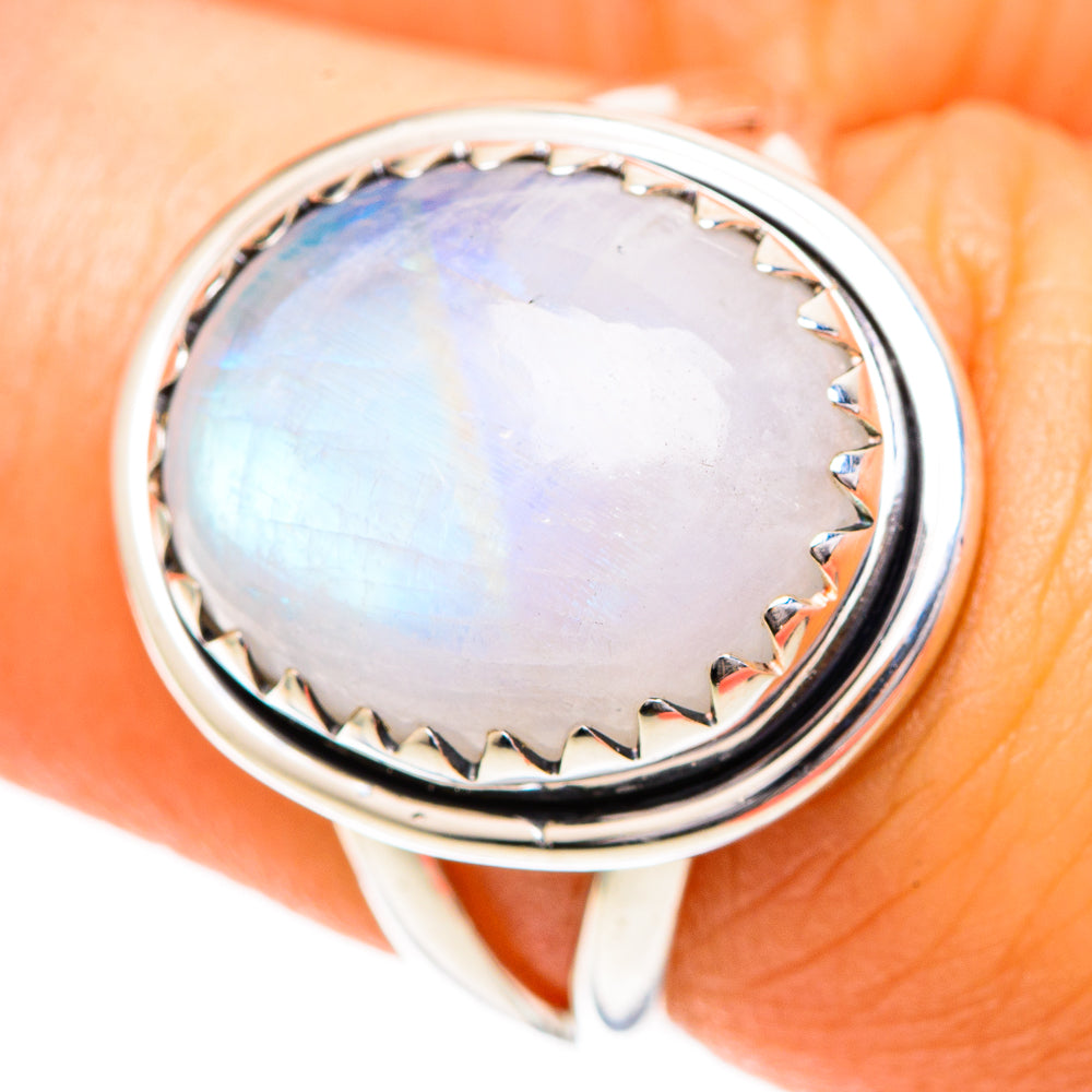 Rainbow Moonstone Rings handcrafted by Ana Silver Co - RING108722