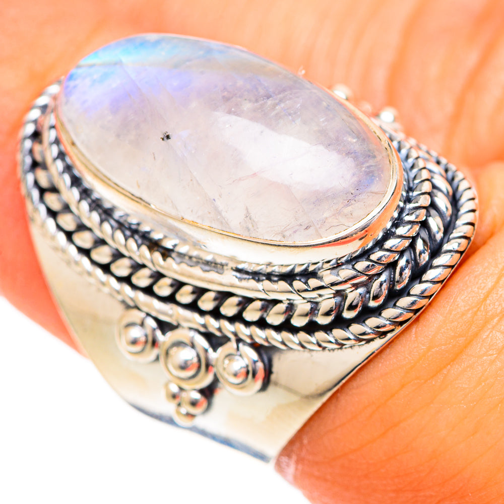 Rainbow Moonstone Rings handcrafted by Ana Silver Co - RING108723
