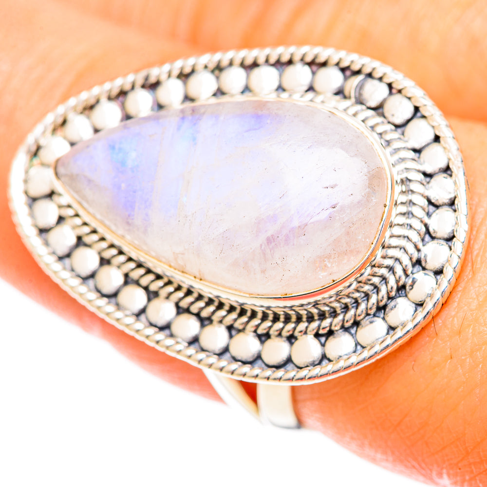 Rainbow Moonstone Rings handcrafted by Ana Silver Co - RING108751