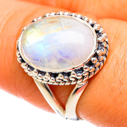 Rainbow Moonstone Rings handcrafted by Ana Silver Co - RING108752