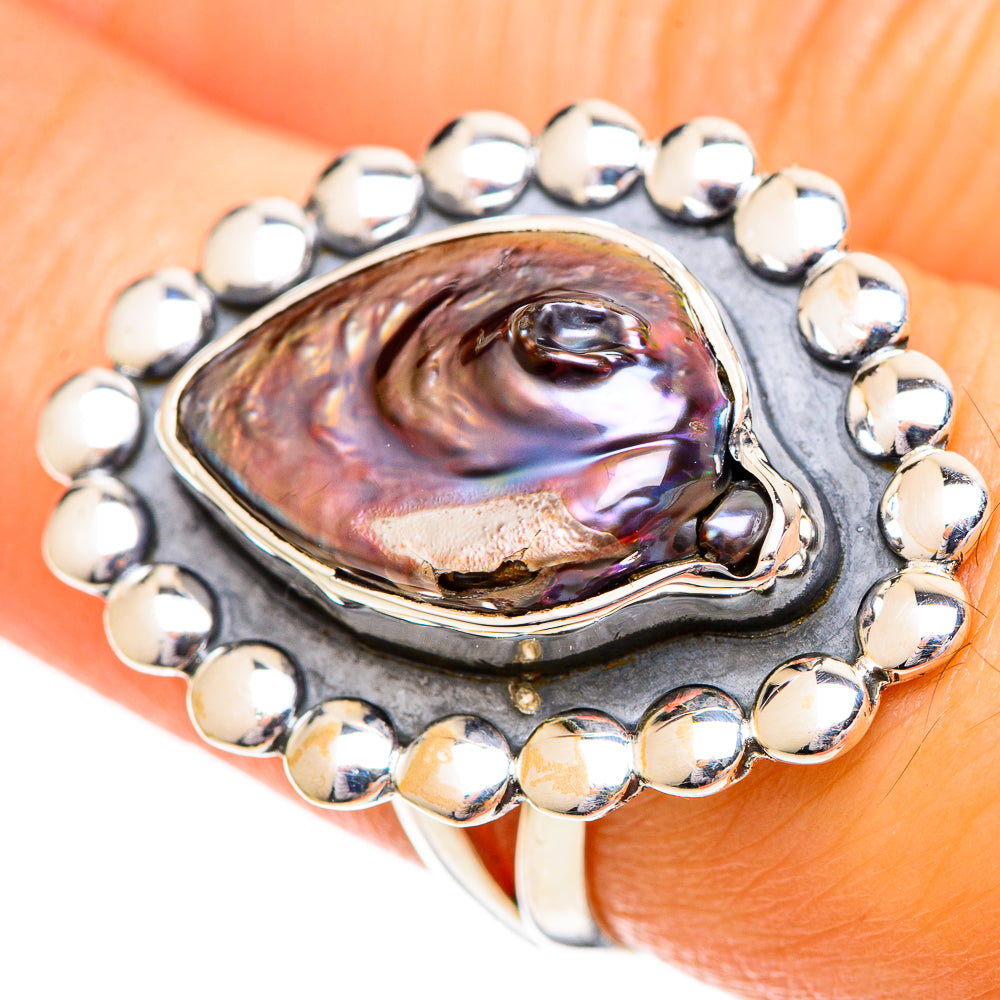 Titanium Mother Of Pearl Rings handcrafted by Ana Silver Co - RING108776