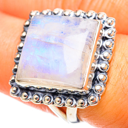 Rainbow Moonstone Rings handcrafted by Ana Silver Co - RING108780