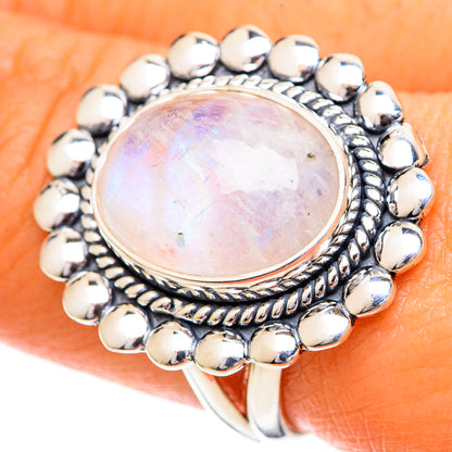 Rainbow Moonstone Rings handcrafted by Ana Silver Co - RING108782