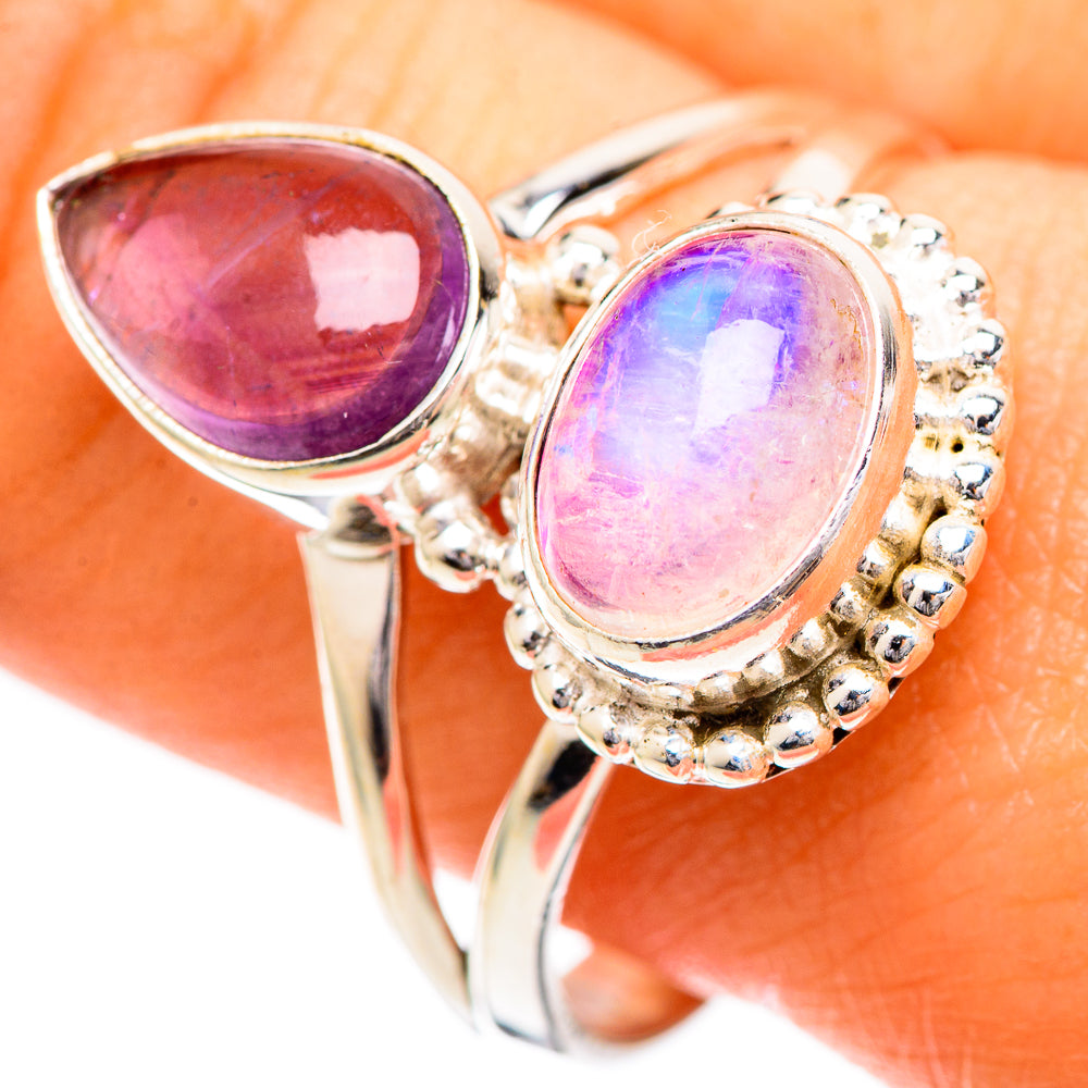 Pink Moonstone Rings handcrafted by Ana Silver Co - RING108786