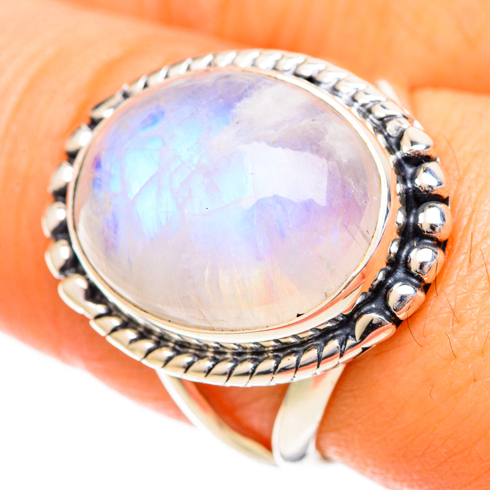 Rainbow Moonstone Rings handcrafted by Ana Silver Co - RING108814