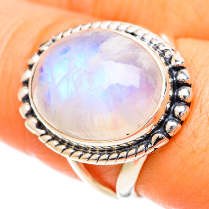 Rainbow Moonstone Rings handcrafted by Ana Silver Co - RING108814