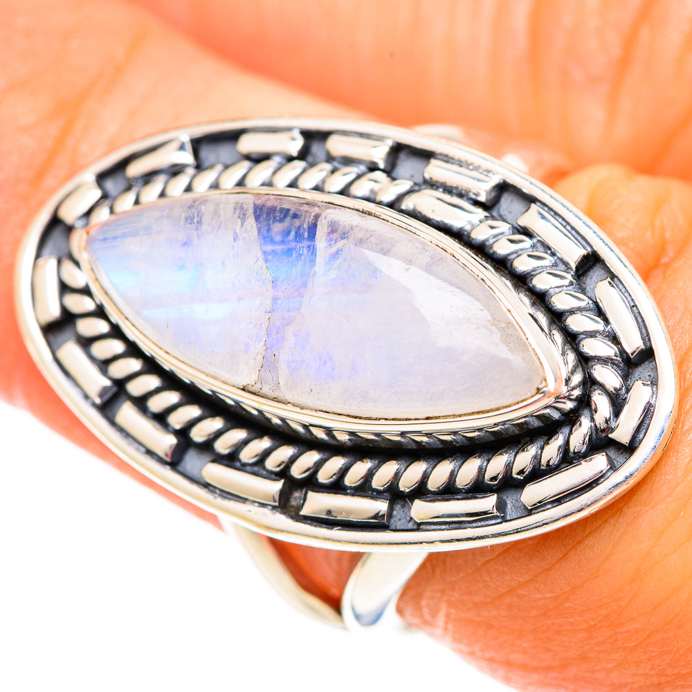 Rainbow Moonstone Rings handcrafted by Ana Silver Co - RING108817