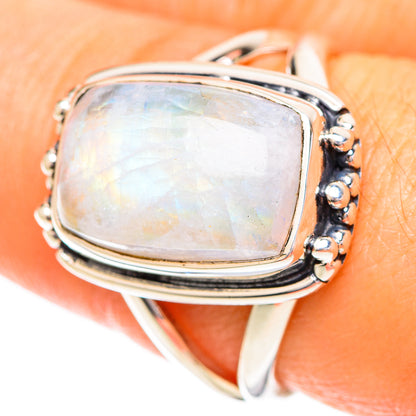 Rainbow Moonstone Rings handcrafted by Ana Silver Co - RING108818